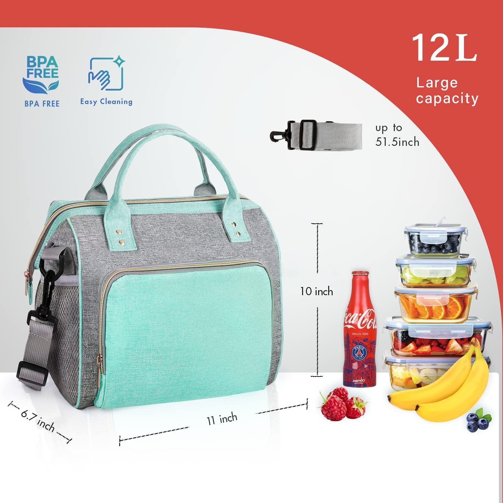 ideaTech Polyester Reusable Lunch Bags, Insulated Lunch Box for Women and Men, Freezer Safe, 1 Count