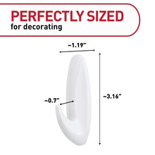 White Command designer hook with size dimensions shown