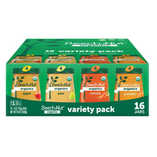 Baby food variety pack box with Beech-Nut organics 4-oz jars (16 count)