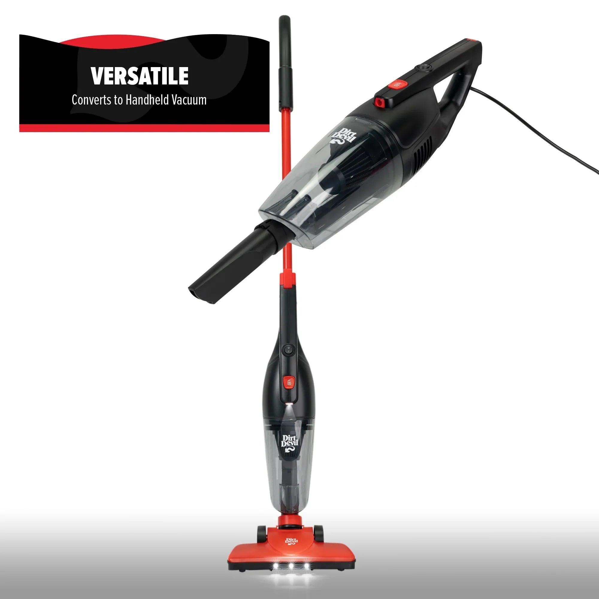 Dirt Devil 3-in-1 Lightweight Corded Stick Vacuum Cleaner and Handheld with LED Lights, Multi-Surface Cleaning, Model EV1426CS