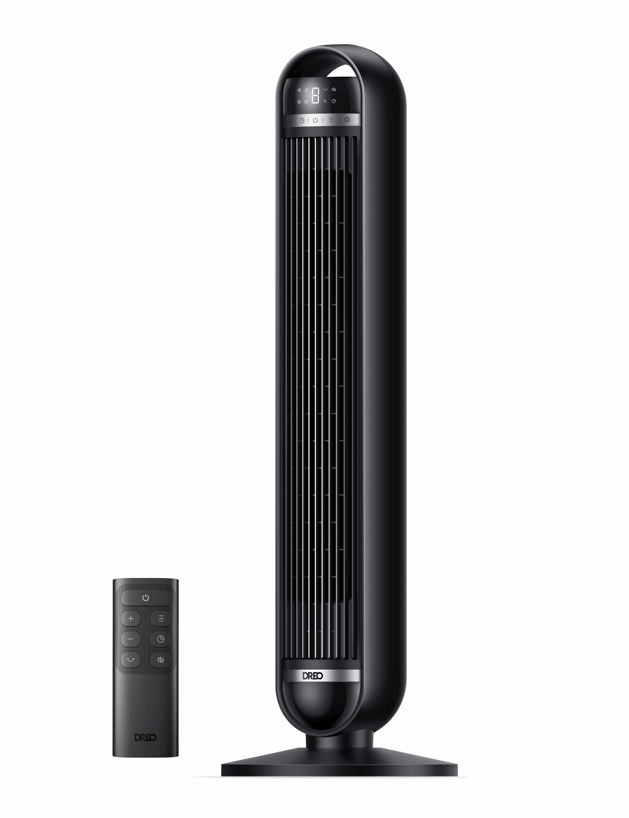 DREO Tower Fan, 27ft/s Velocity Quiet Floor Fan, 90° Oscillating Fans for Indoors with 8 Speeds, 4 Modes, Remote Control, Standing Fans, Bladeless Fan, Black, Nomad DC