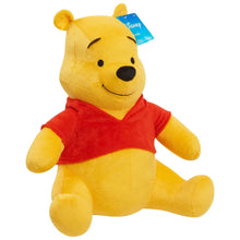 Winnie the Pooh plush bear in red hooded shirt, tag on ear
