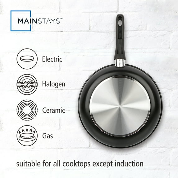 Mainstays 3-Piece Nonstick Aluminum Skillet Set, Black Finish Set of 3