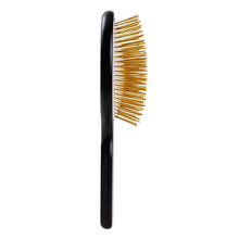 Black pet pin brush with gold pins, straight slim handle