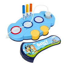 Bluey-themed light-up stamper with three ink tubes, circular stamp heads, and white cord