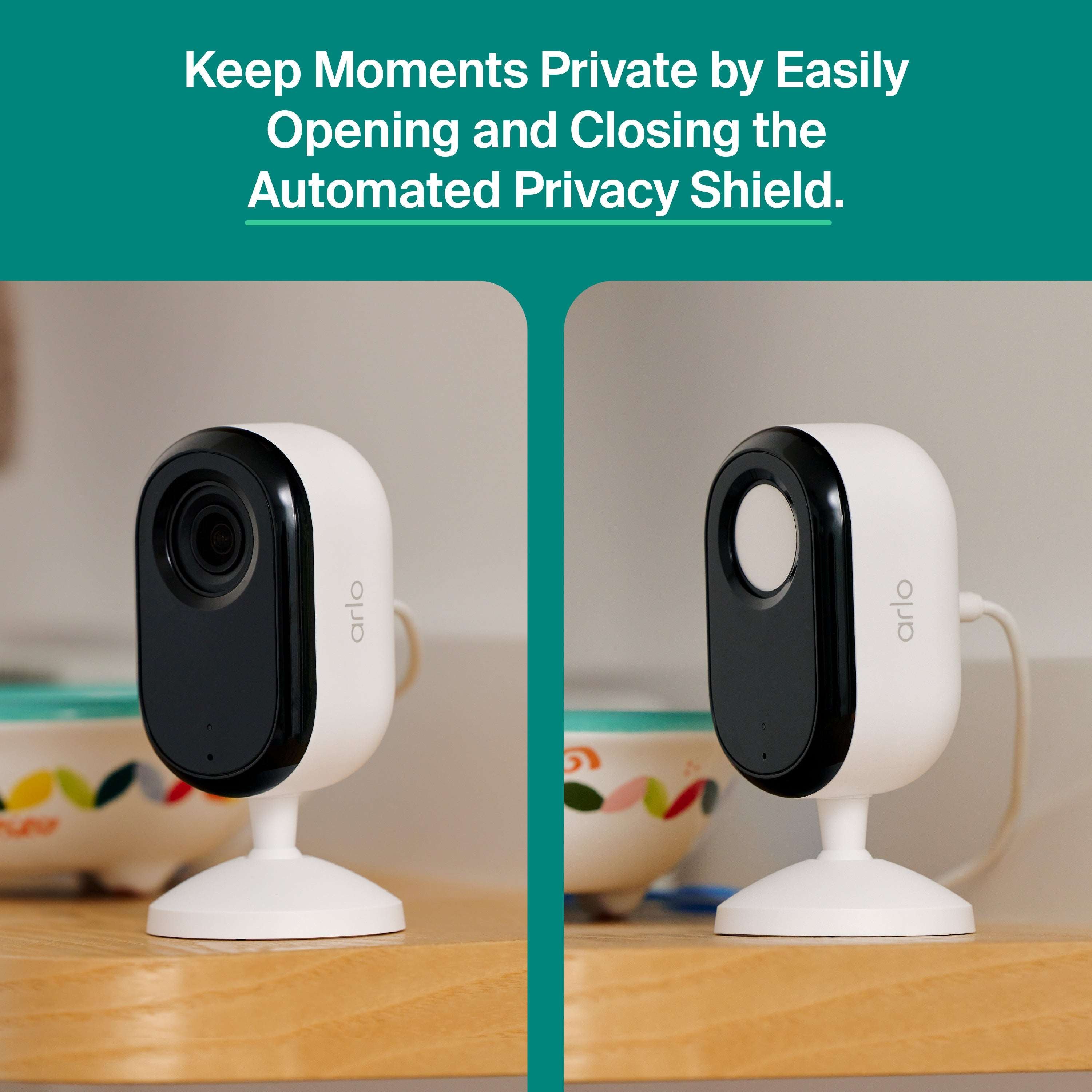 Arlo Essential Indoor Security Camera (3rd Gen, 2025 Release) - HD Video, Wired Plug-In Power, Automated Privacy Shield