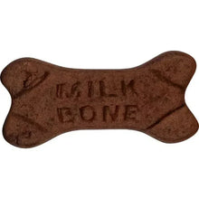 Brown bone-shaped dog treat with embossed 'Milk-Bone' lettering