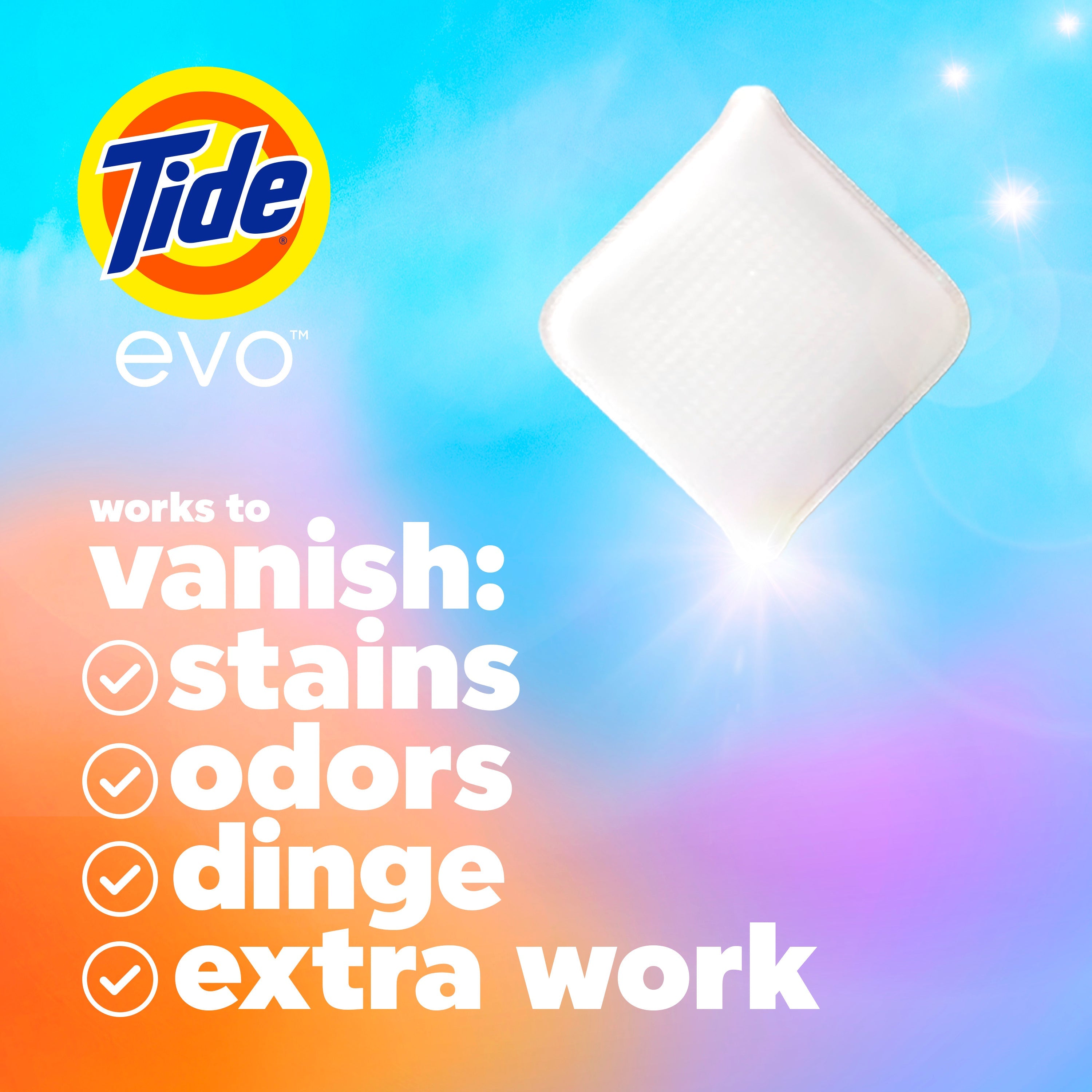 Tide Evo Laundry Detergent Tiles, 100% Concentrated, 6X Cleaning Power, Original Tide Scent, 16 Count