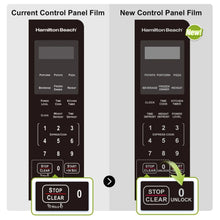 Microwave control panel film comparison diagram with button layout