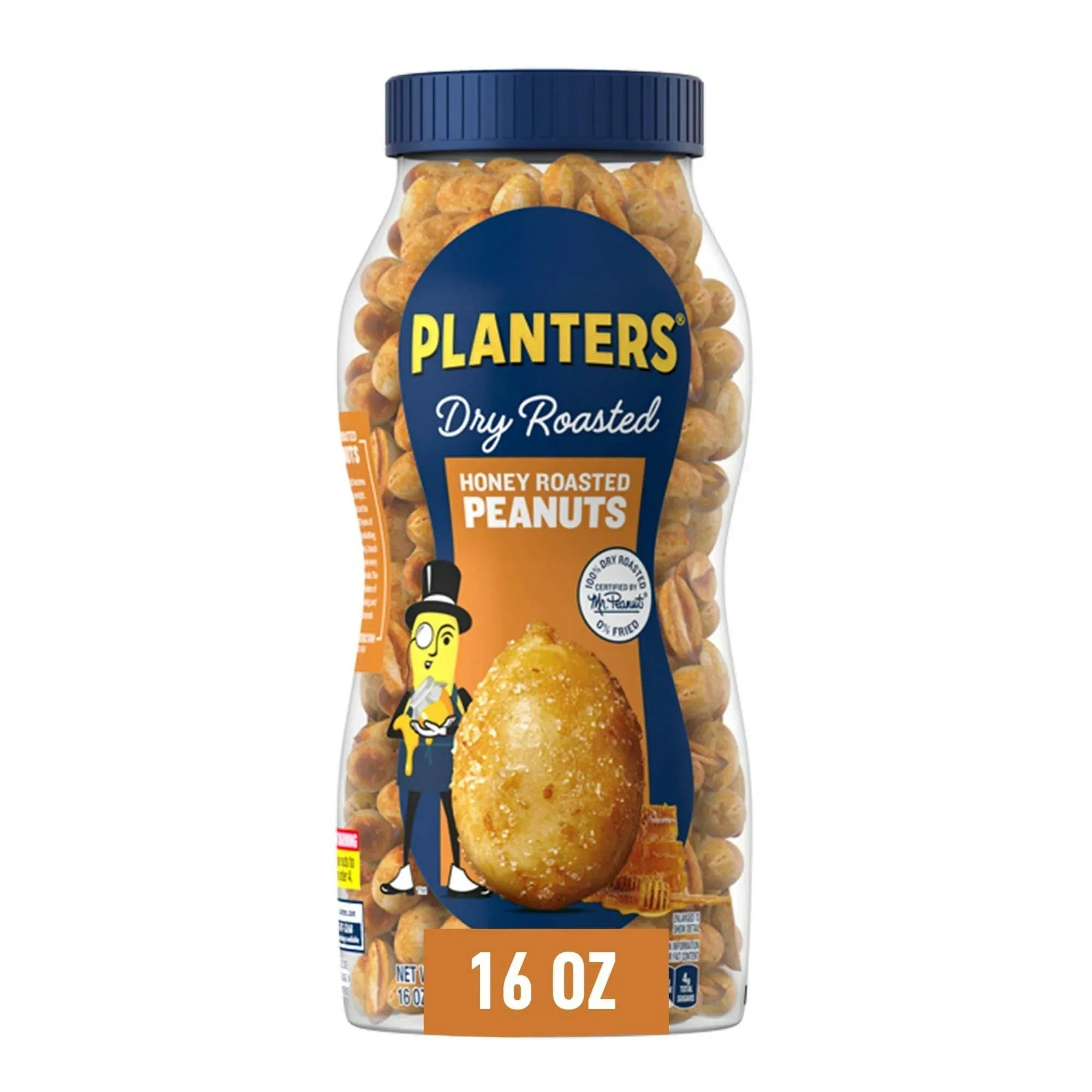 PLANTERS honey Roasted Peanuts, Party Snacks, Plant Based Protein, 16 oz Jar