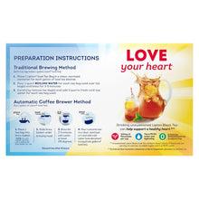 Iced tea bag carton with brewing instructions and serving chart