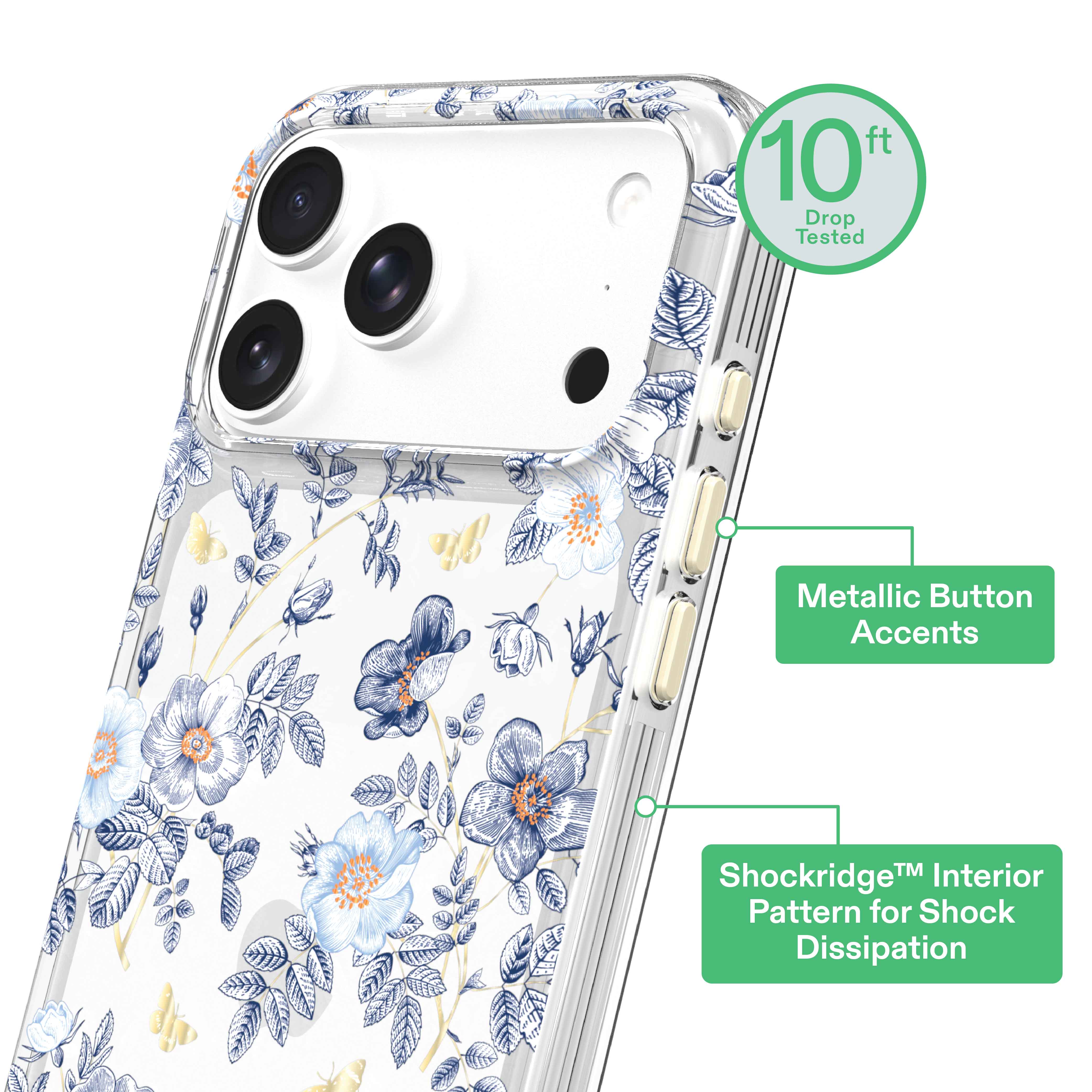 onn Blue Toile Phone Case for iPhone 17 Pro Max
