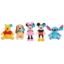 Disney friends plush characters set, featuring Pooh, Mickey, Minnie, and Stitch