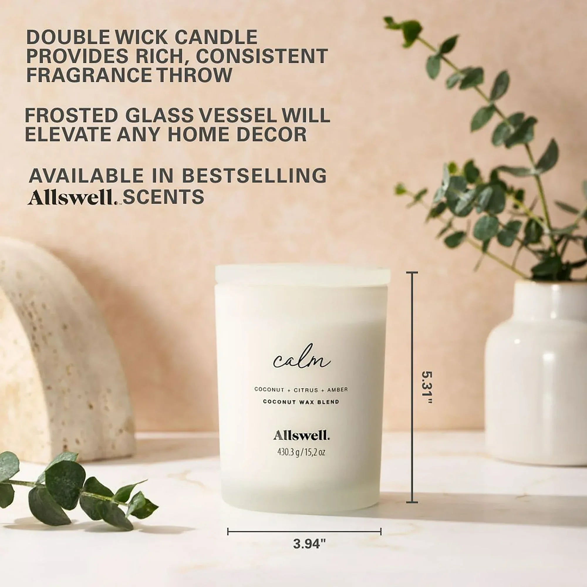 Allswell Scented 2-Wick Spa Jar Candle 15oz.