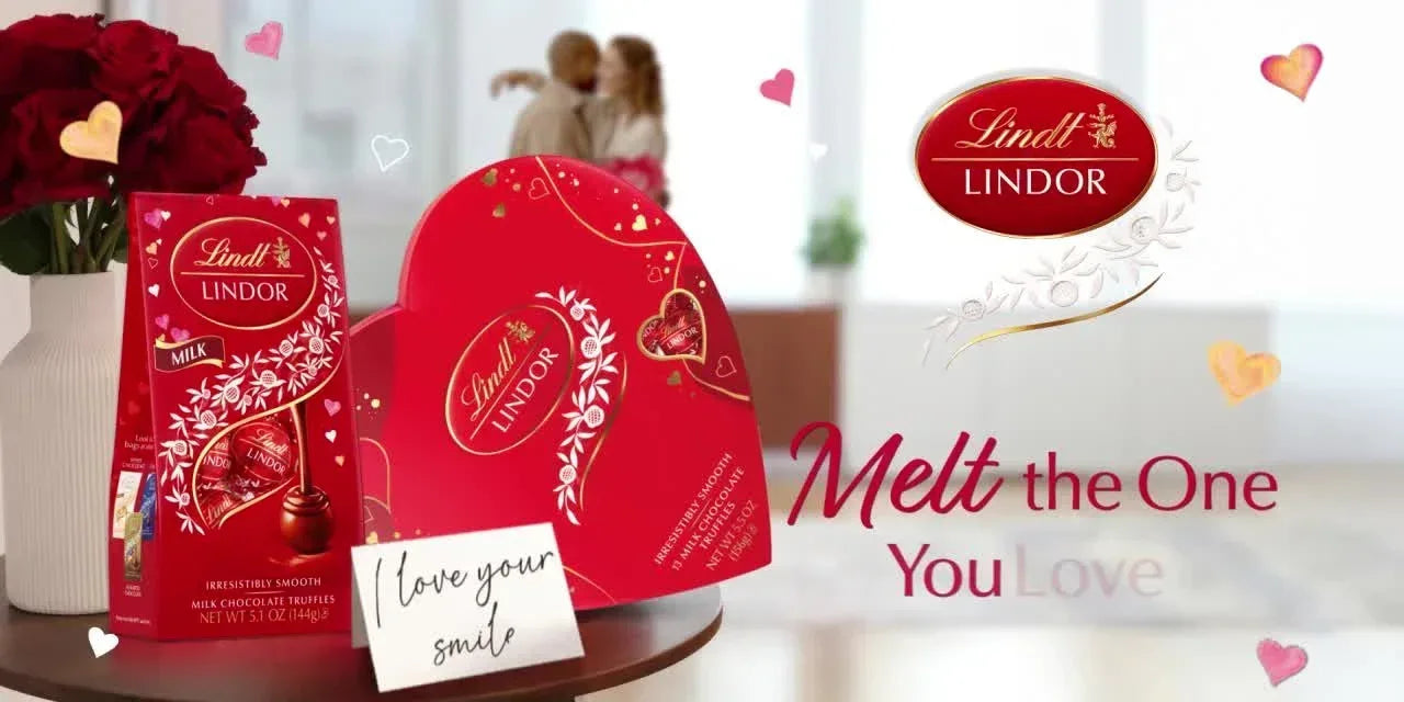 Lindt LINDOR Valentine's Day Strawberries and Cream White Chocolate Candy Truffles, 8.5 oz. Bag