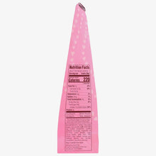 Pink candy pouch back with Nutrition Facts and ingredients text panel