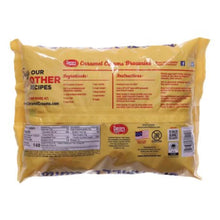 Goetze's caramel creams candy bag back with nutrition and ingredients panel.