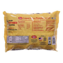 Goetze's caramel creams candy bag, back panel with directions and nutrition