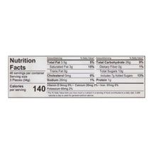 Nutrition Facts panel for caramel creams candy, 140 calories per 3 pieces