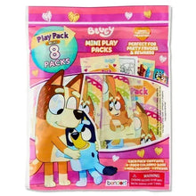 Bluey mini play pack wrapper with 8 mini packs, coloring book and crayons