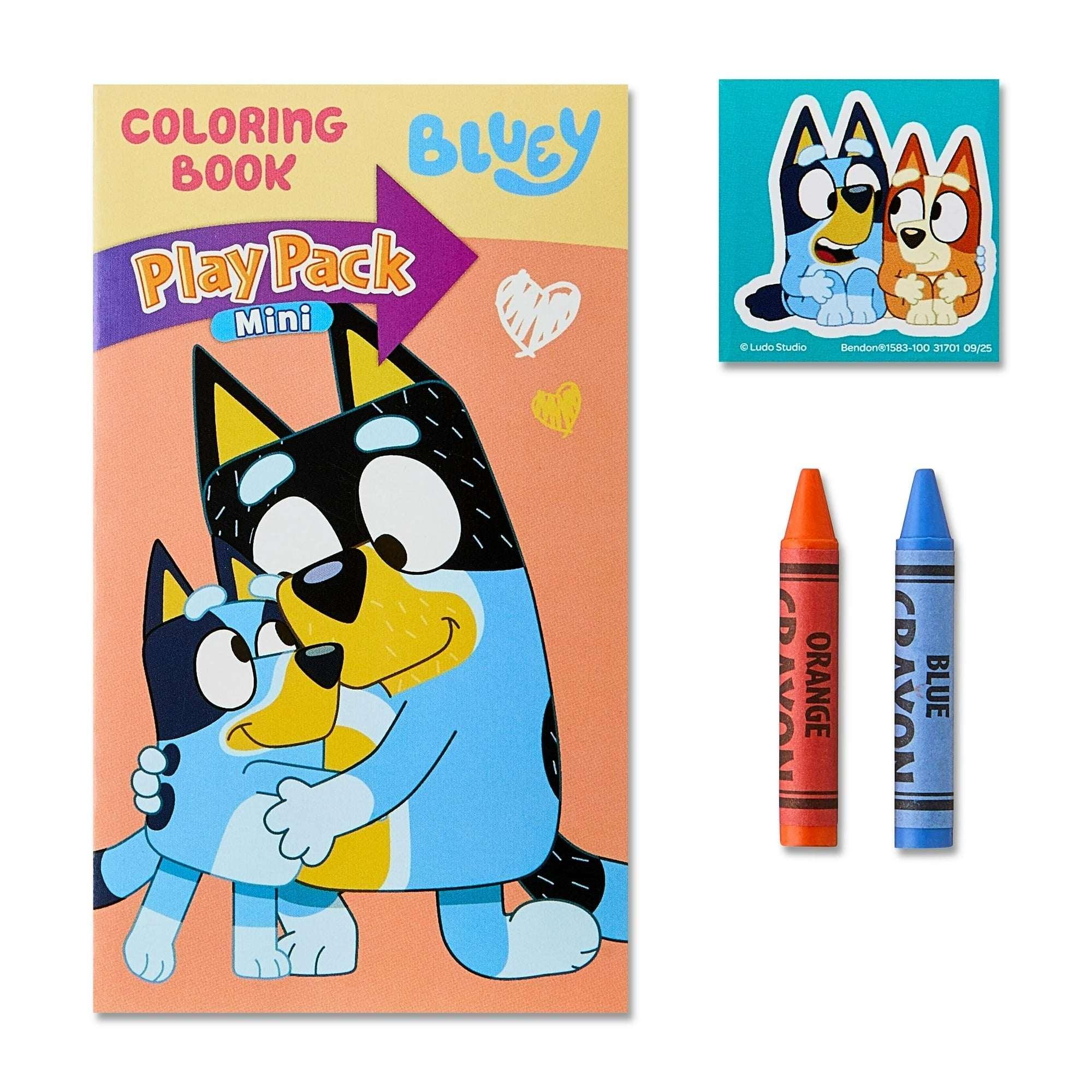 Bluey 8 Count Mini Play Pack with Small Coloring Book and Crayons, Valentine's Day Greeting Cards