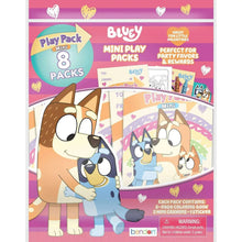 Bluey mini play pack wrapper with character artwork and valentines hearts