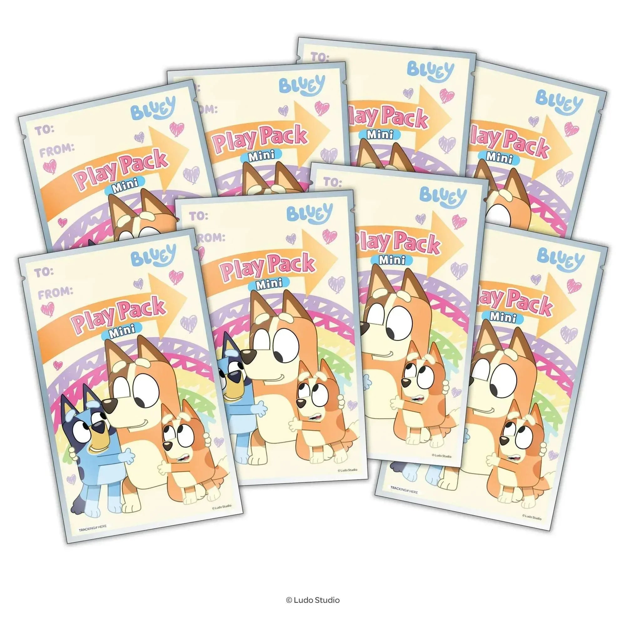 Bluey 8 Count Mini Play Pack with Small Coloring Book and Crayons, Valentine's Day Greeting Cards