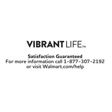 Vibrant Life satisfaction guarantee label with phone number and Walmart.com help line