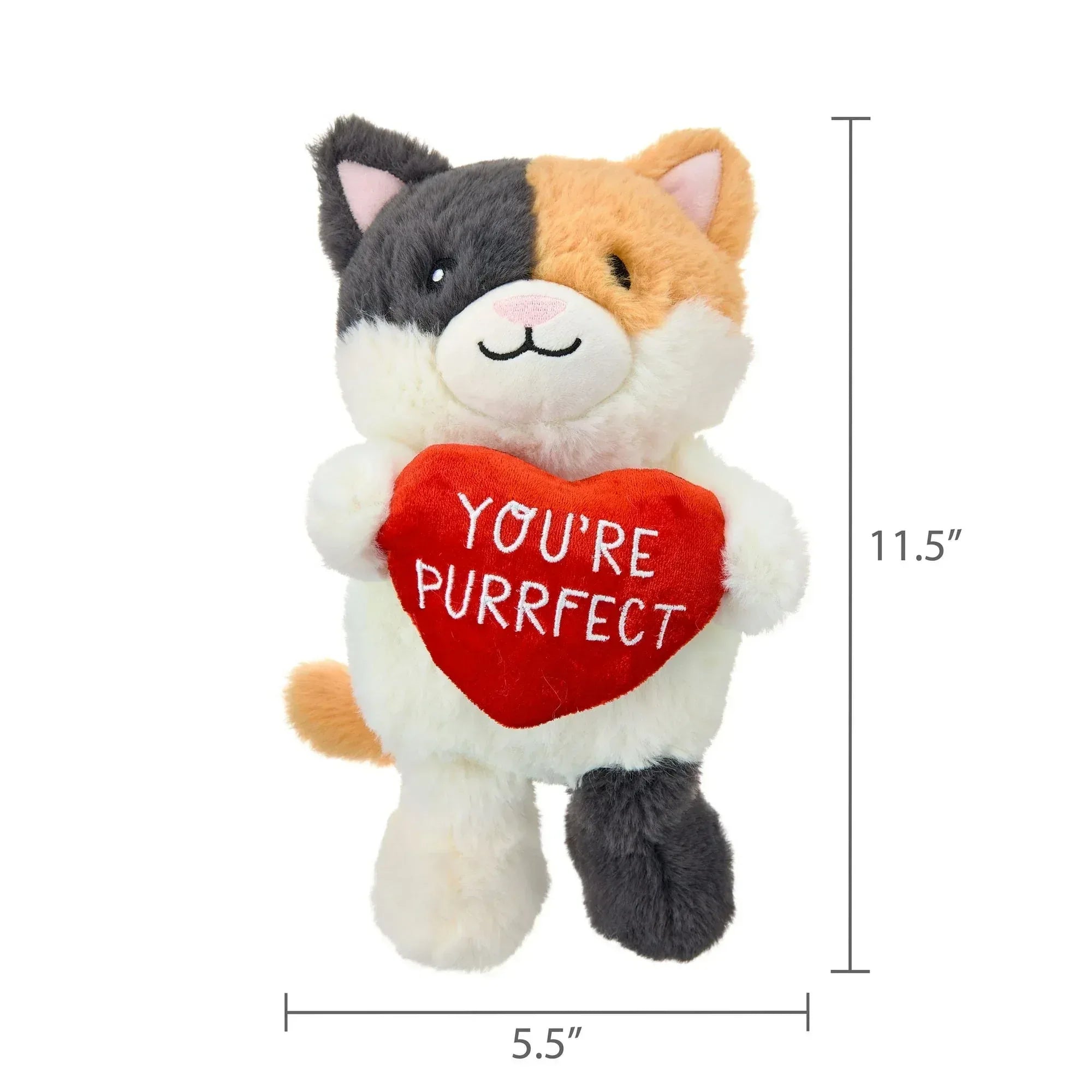 Small Cat Plush, Multicolor, 11.5", Valentine's Day by Way To Celebrate