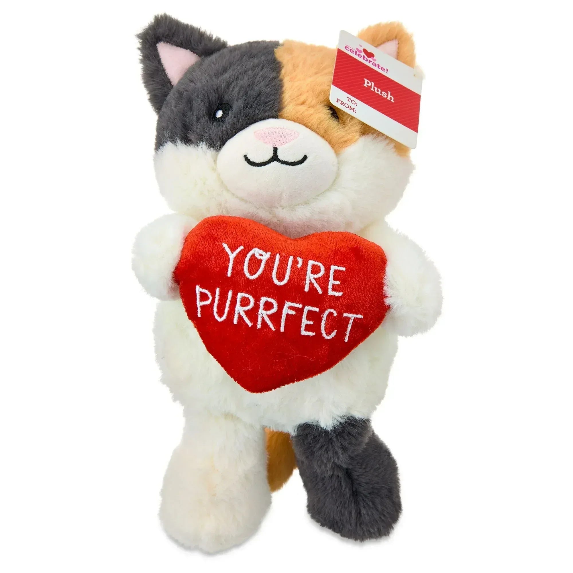 Small Cat Plush, Multicolor, 11.5", Valentine's Day by Way To Celebrate