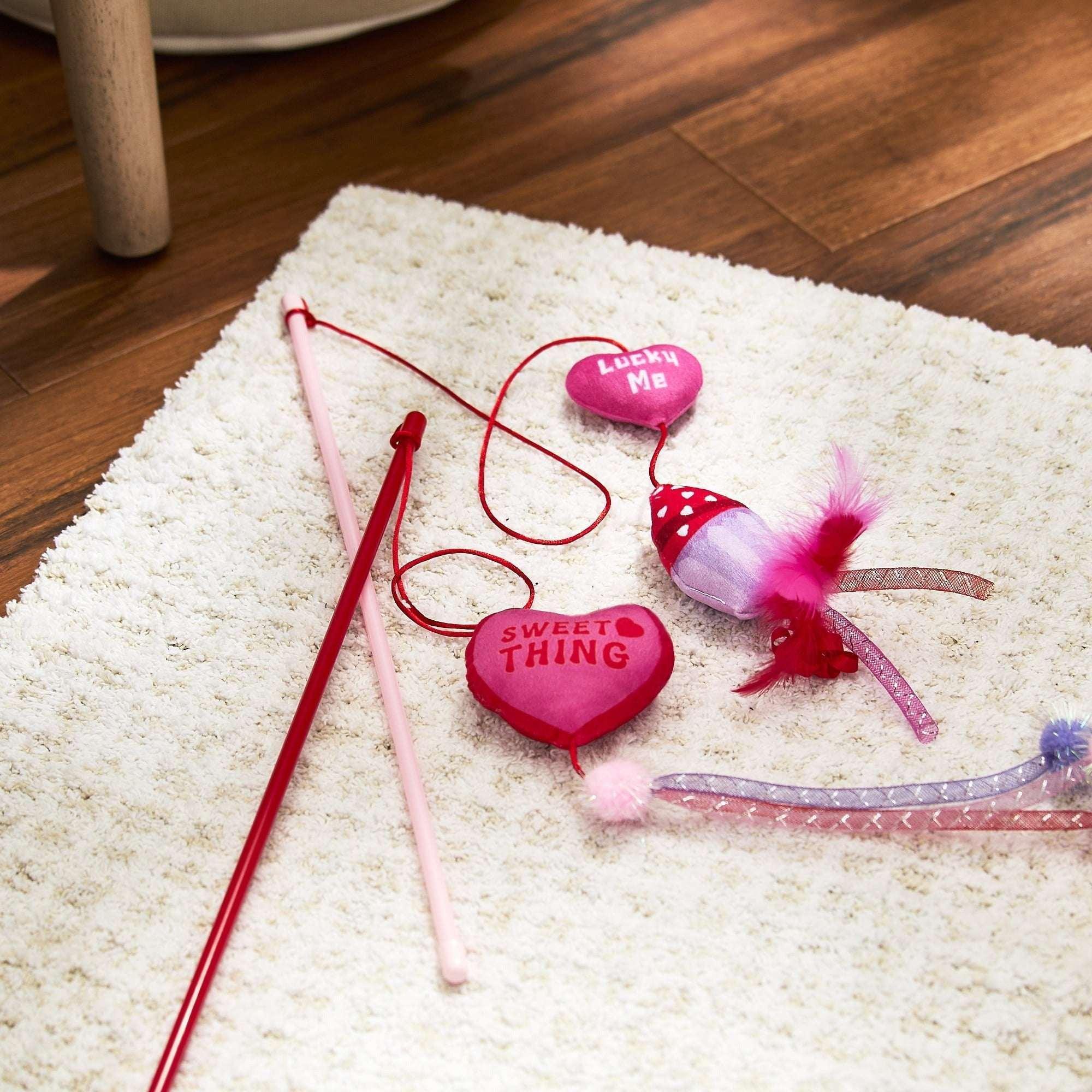 Vibrant Life Valentine's Day Heart Teaser Wands with Catnip Cat Toys, Multicolor, 18", 2 Count