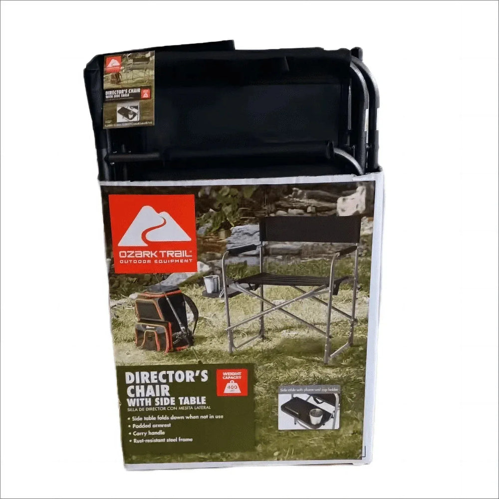 Ozark Trail Director's Chair with Side Table, WFC-95200, Adult, Black - USA MEGA SHOP