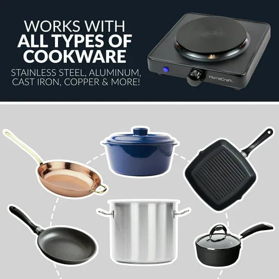 HomeCraft HCSB75BK Single Burner Hot Plate