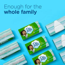Puffs Plus Lotion facial tissue boxes, multiple green boxes arranged