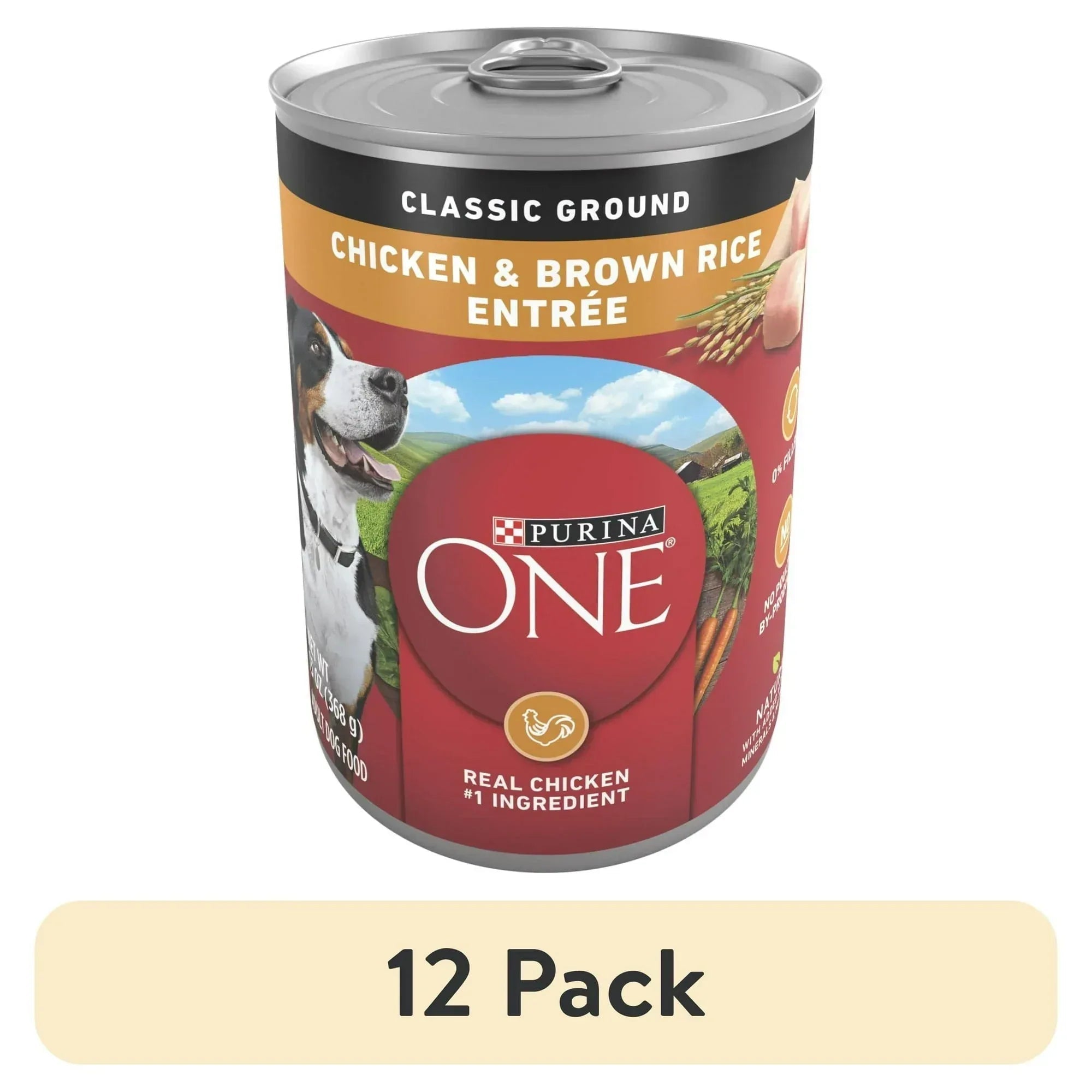 Purina ONE Smart Blend Wet Dog Food, High Protein Soft Chicken & Brown Rice, 13 oz Can