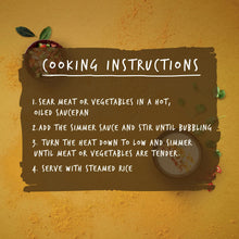 Tikka masala cooking pouch panel with step-by-step cooking instructions