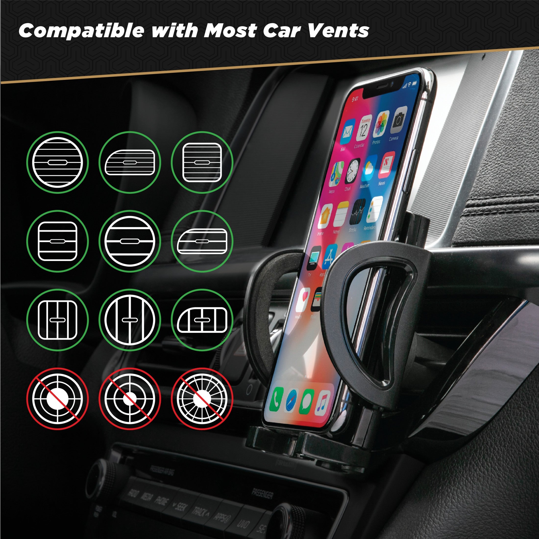 Scosche IHW10-SP1 4-in-1 Stick Grip Suction Cup Vent/Dash/Windshield Mount Kit Black