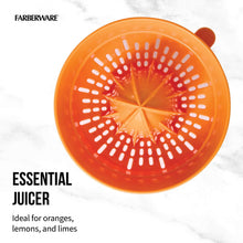 Orange juicer reamer disk with perforations and central ridged cone