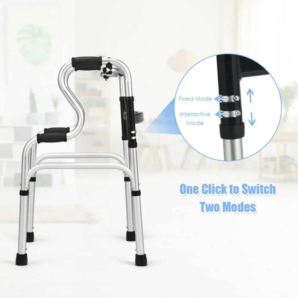 Resenkos Medical Mobility Walker,One-Button Folding Aluminum Walking Frame Walker