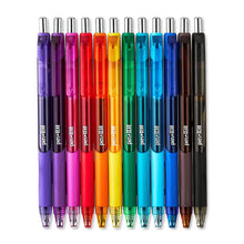 12 retractable gel pens with colored barrels and silver tips, 0.7mm medium point