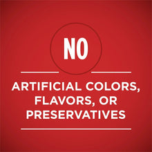 Wet dog food label reading “No artificial colors, flavors, or preservatives”