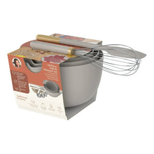 Porcini taupe 14-piece mix & measure set in retail box with whisk and bowls