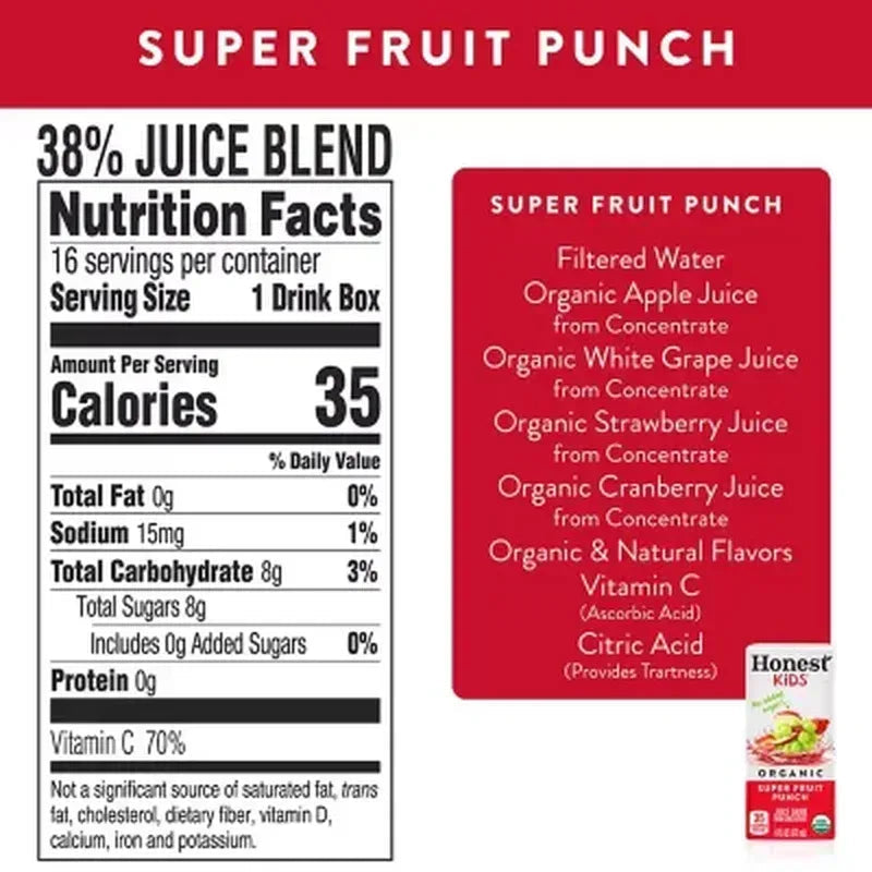 Honest Kids Organic Fruit Juice Drink Boxes Variety Pack (6 Oz., 40 Pk.)