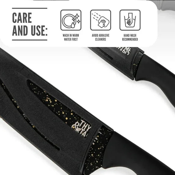 Thyme & Table Non-Stick Coated High Carbon Stainless Steel Speckled Kitchen Knives, 3 Piece Set - USA MEGA SHOP