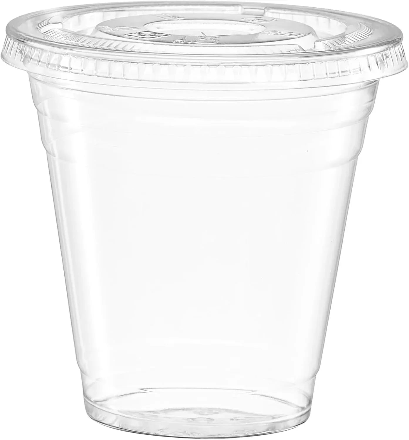 GUSTO Clear Plastic Cups 12 oz Disposable Coffee Cups with Lids, 50-Pack