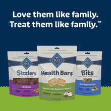 Assorted Blue treat bags: Sizzlers, Health Bars, and Bits