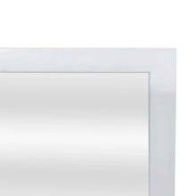 Close-up of white framed square wall mirror