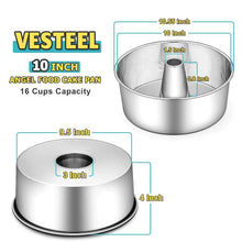 Stainless steel 10-inch tube cake pan with central hollow tube and side depth