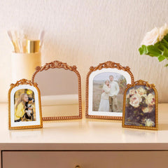Home Decor Collection Filigree Tabletop Floral Art, Gold Ornate Frame with Botanical Design, 6x8, Gold Iron Frame