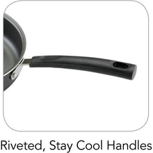 Black riveted handle with hanging hole on the nonstick covered jumbo cooker